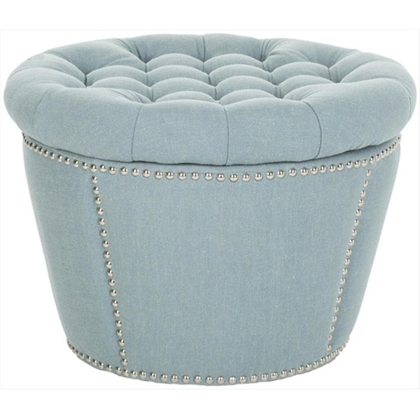Safavieh Andrew Sky Blue Tufted Round Storage Ottoman - MCR4637C
