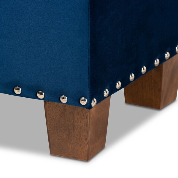 Baxton Studio Hannah Navy Blue Velvet Upholstered Tufted Storage Ottoman Bench - 160-9932