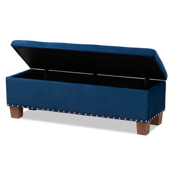 Baxton Studio Hannah Navy Blue Velvet Upholstered Tufted Storage Ottoman Bench - 160-9932