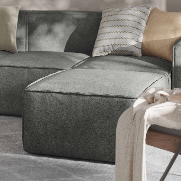 Flash Furniture Bridgetown Luxury Modular Sectional Sofa, Ottoman Seat, Dark Gray - IS-IT2231-OT-DKGRY-GG