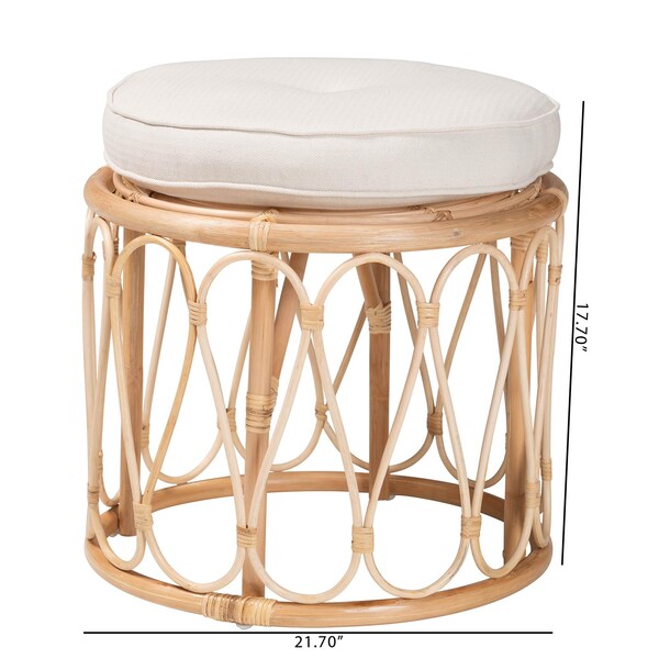 Bali & Pari Hachiro Bohemian Natural Rattan Ottoman Footstool - 244-13668-ZORO
