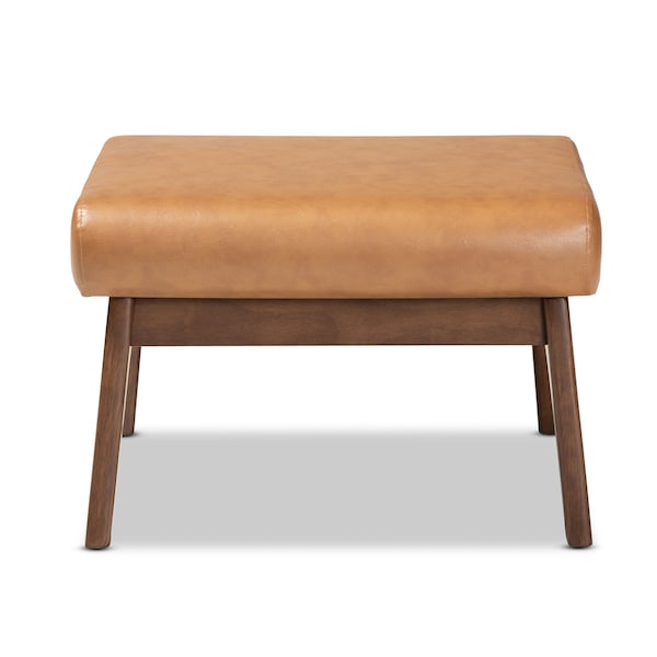 Baxton Studio 22.64 W, 15.35 H, Fabric "Polyester 100%"/Rubberwood, Tan/Walnut Brown - 189-11484-ZORO