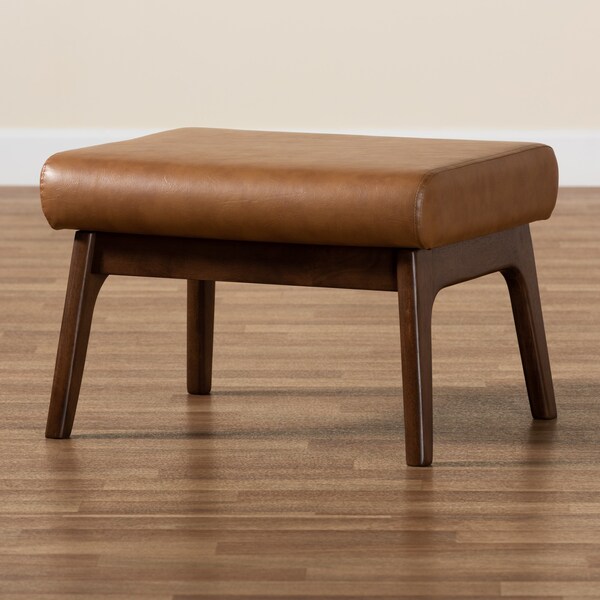 Baxton Studio 22.64 W, 15.35 H, Fabric "Polyester 100%"/Rubberwood, Tan/Walnut Brown - 189-11484-ZORO