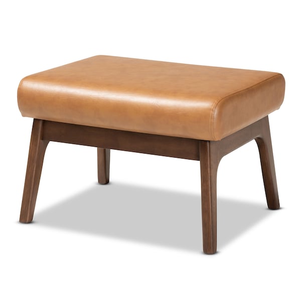 Baxton Studio 22.64 W, 15.35 H, Fabric "Polyester 100%"/Rubberwood, Tan/Walnut Brown - 189-11484-ZORO