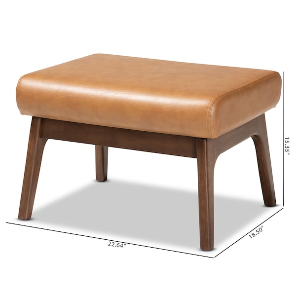 Baxton Studio 22.64 W, 15.35 H, Fabric "Polyester 100%"/Rubberwood, Tan/Walnut Brown - 189-11484-ZORO