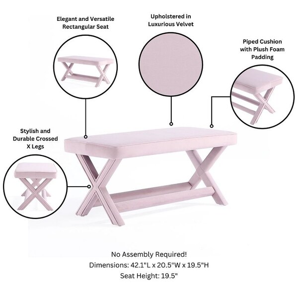 Manhattan Comfort Abigail Double Ottoman Bench in Pink - OT005-PK
