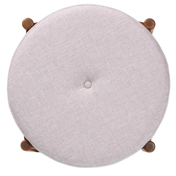 Baxton Studio Iliana Japandi Greyish Beige Fabric and Walnut Brown Finished Wood Ottoman Footstool - 233-13165-ZORO