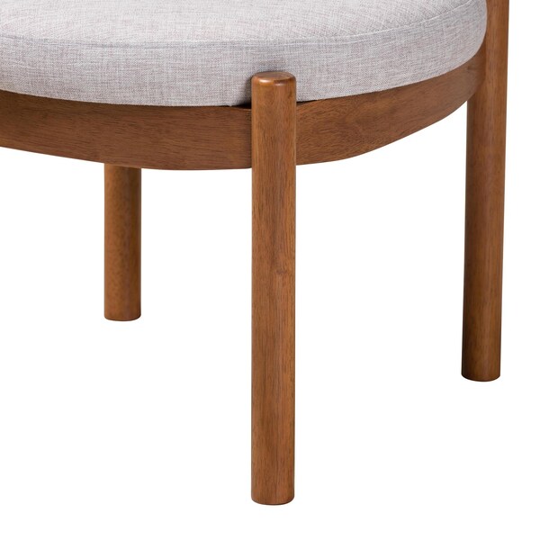 Baxton Studio Iliana Japandi Greyish Beige Fabric and Walnut Brown Finished Wood Ottoman Footstool - 233-13165-ZORO
