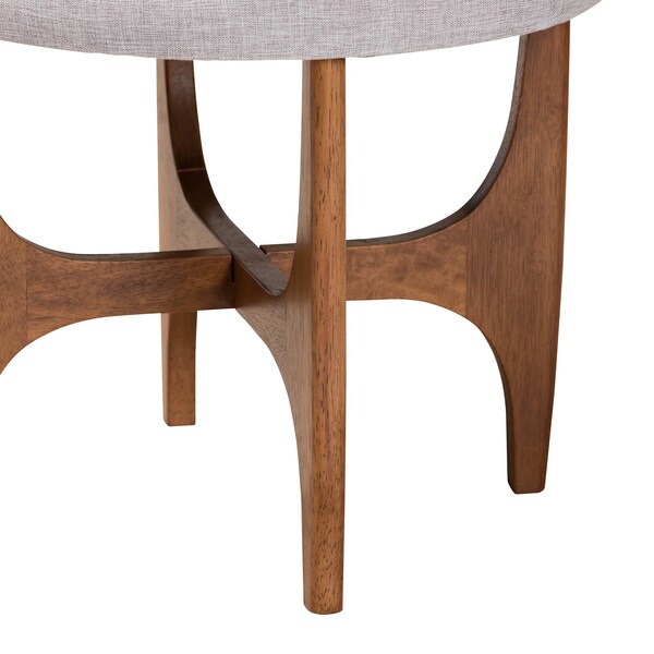 Baxton Studio Theo Japandi Greyish Beige Fabric and Walnut Brown Finished Wood Ottoman Footstool - 233-13169-ZORO