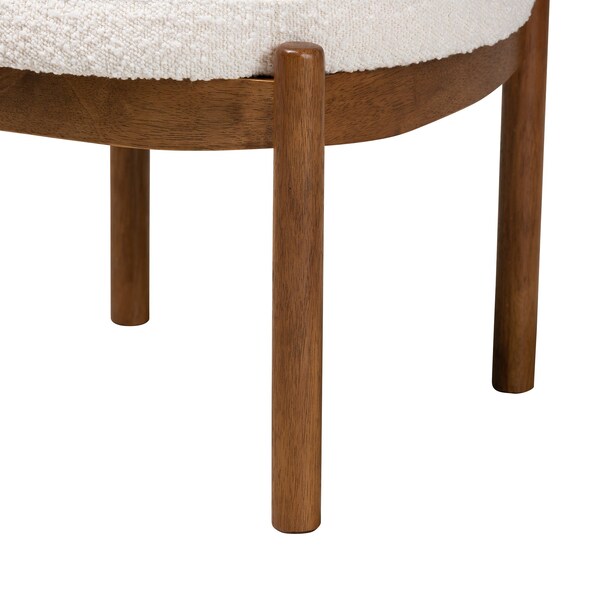 Baxton Studio Iliana Japandi Cream Boucle Fabric and Walnut Brown Finished Rubberwood Ottoman Footstool - 228-12964-ZORO
