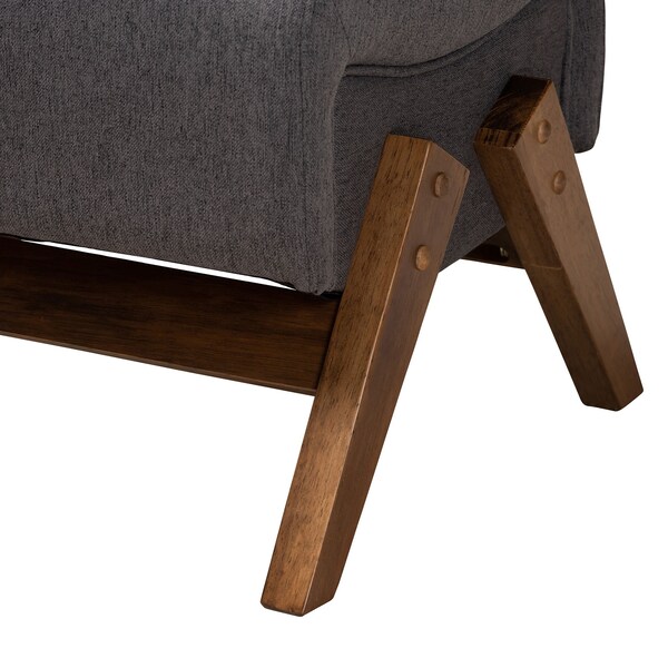 Baxton Studio Hanson Mid-Century Modern Dark Grey Fabric and Walnut Brown Finished Wood Ottoman - 229-13178-ZORO