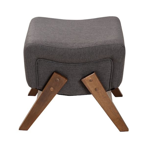 Baxton Studio Hanson Mid-Century Modern Dark Grey Fabric and Walnut Brown Finished Wood Ottoman - 229-13178-ZORO