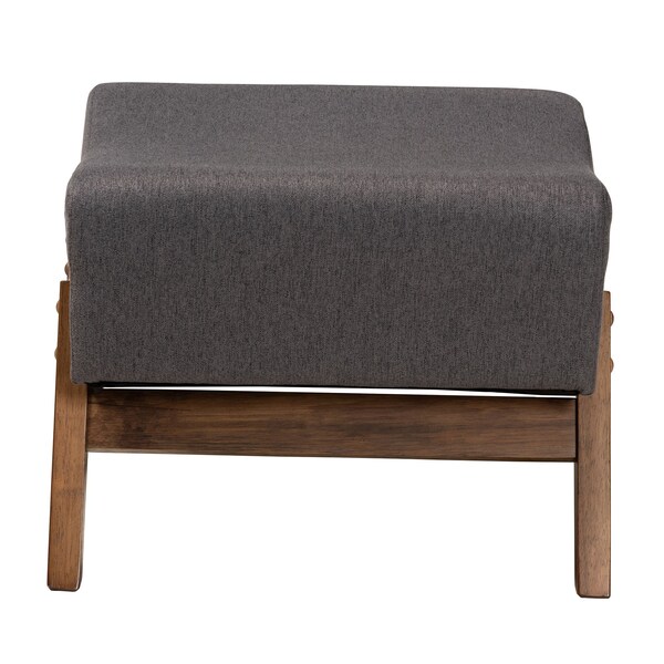 Baxton Studio Hanson Mid-Century Modern Dark Grey Fabric and Walnut Brown Finished Wood Ottoman - 229-13178-ZORO