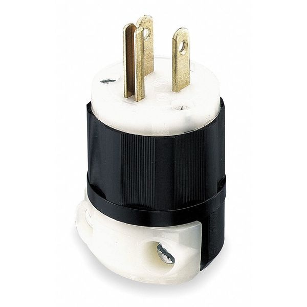 Clavija recta industrial Leviton, 2 polos, 15 A, 125V CA, 5-15P, terminal de tornillo, negro/blanco - 5266-C