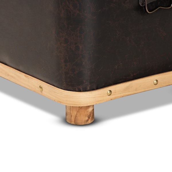 Baxton Studio 31.5 W, 16.9 H, Faux leather"PU 100%"/Firwood/Foam, Dark Brown/Oak Brown - 190-11900-ZORO