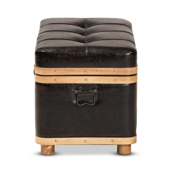 Baxton Studio 31.5 W, 16.9 H, Faux leather"PU 100%"/Firwood/Foam, Dark Brown/Oak Brown - 190-11900-ZORO
