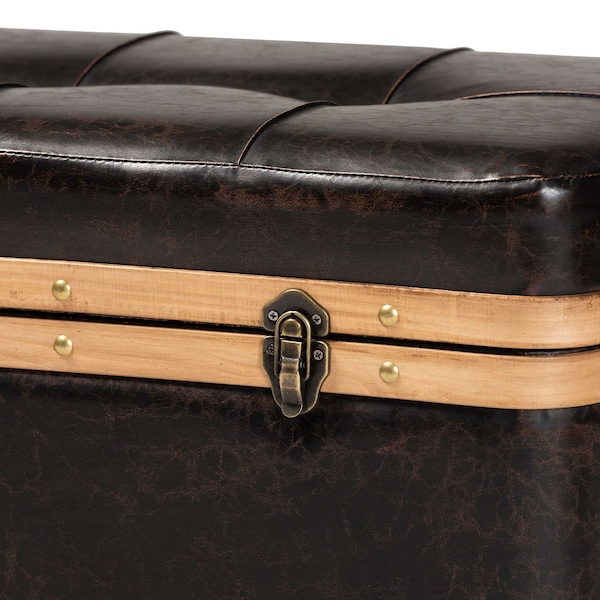 Baxton Studio 31.5 W, 16.9 H, Faux leather"PU 100%"/Firwood/Foam, Dark Brown/Oak Brown - 190-11900-ZORO