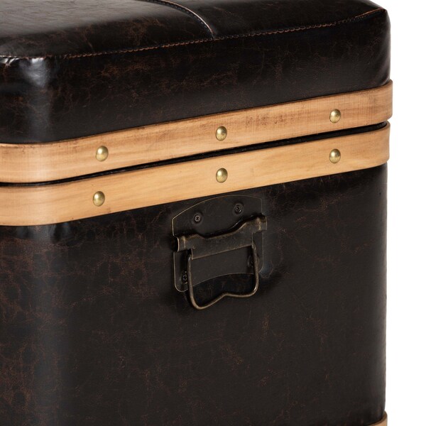 Baxton Studio 31.5 W, 16.9 H, Faux leather"PU 100%"/Firwood/Foam, Dark Brown/Oak Brown - 190-11900-ZORO