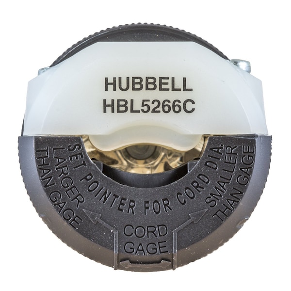 Clavija recta de Hubbell, macho, NEMA 5-15P, 15 A, 125V AC, 2 polos, 3 hojas, negro/blanco - HBL5266C