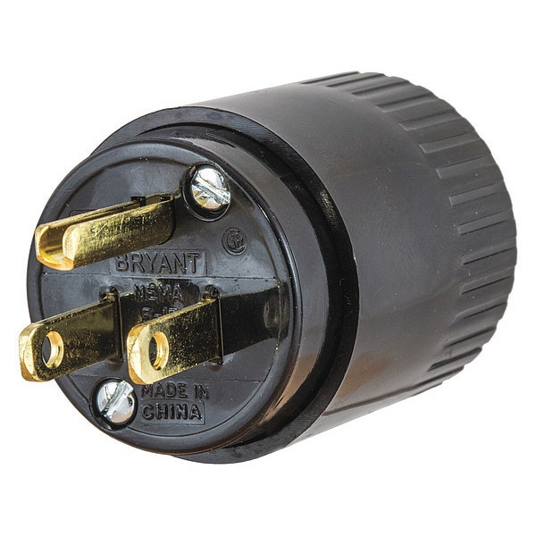 Conector recto de lámina comercial de 3 cables Hubbell 125VAC 15A, Material: Nylon - 515P