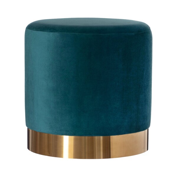 Fabulaxe Ottoman, 15.75 W, Velvet, MDF, Metal, Green - QI004323.DGN