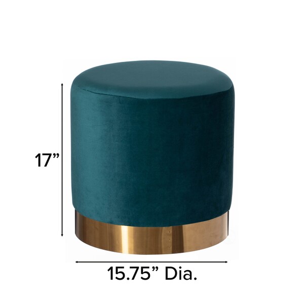 Fabulaxe Ottoman, 15.75 W, Velvet, MDF, Metal, Green - QI004323.DGN