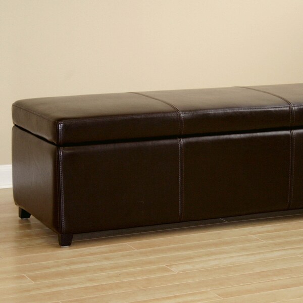 Baxton Studio Chanuncey Storage Ottoman, 18 in W, 16.5 in H, Leather, Brown - A-1956