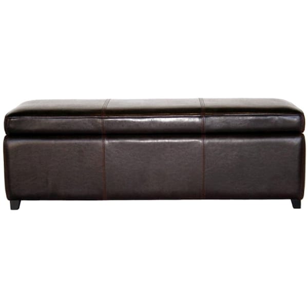 Baxton Studio Chanuncey Storage Ottoman, 18 in W, 16.5 in H, Leather, Brown - A-1956