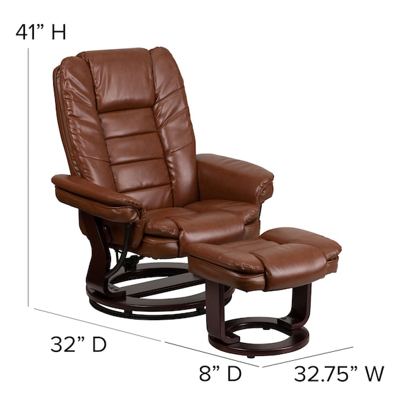 Flash Furniture Brown Aged LeatherSoft Swivel Recliner & Ottoman - BT-7818-VIN-GG