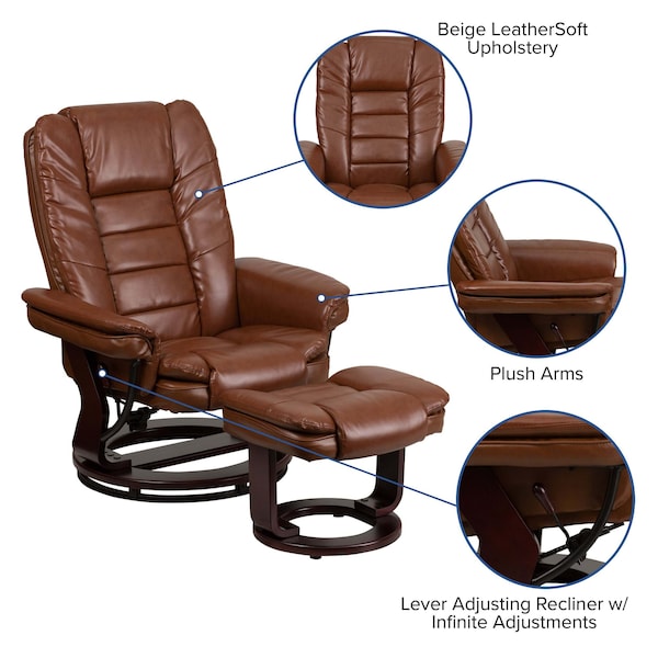 Flash Furniture Brown Aged LeatherSoft Swivel Recliner & Ottoman - BT-7818-VIN-GG