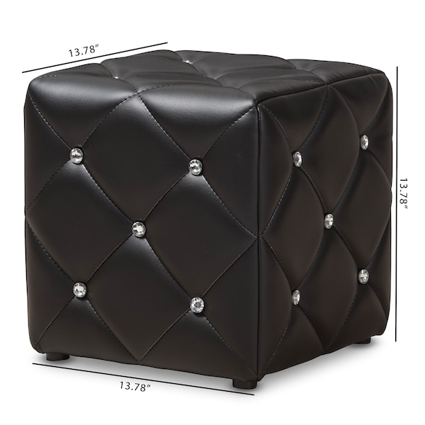 Baxton Studio Stacey Modern Black Faux Leather Upholstered Ottoman - 143-8147