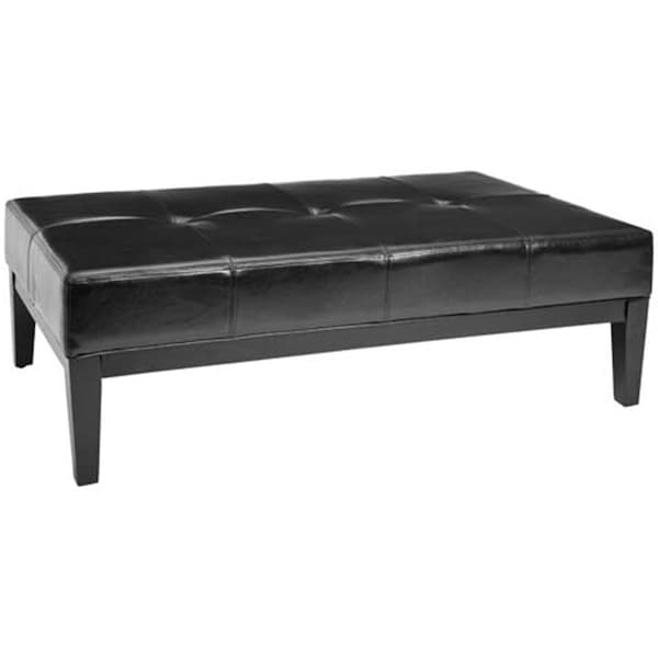 Safavieh Aubrey Black Leather Cocktail Ottoman - HUD8236B