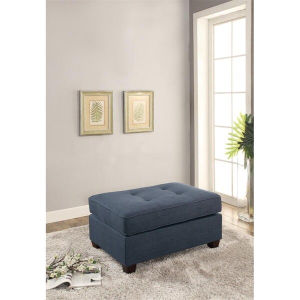 Benzara 19 x 36 x 26 in. Bonded Leather Cocktail Ottoman - Blue - BM166752