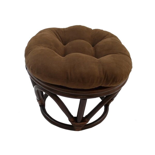 International Caravan Rattan Ottoman with Micro Suede Cushion, Chocolate - 3301-MS-CH