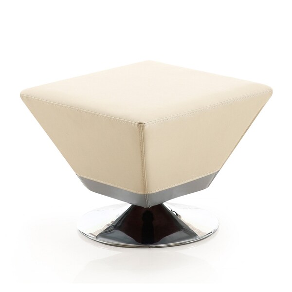 Manhattan Comfort Diamond Swivel Ottoman in Tan and Polished Chrome - OT002-TN