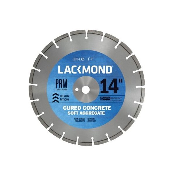 Lackmond Diamond Blade, Laser Weld Segmented, Series PRM Series, 14 Diameter Blade, 1 ArborShank - CWS143101PRM