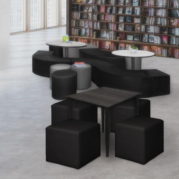 Regency Jean Square Vinyl Ottoman (Set of 4)- Black - N6263BK4PK