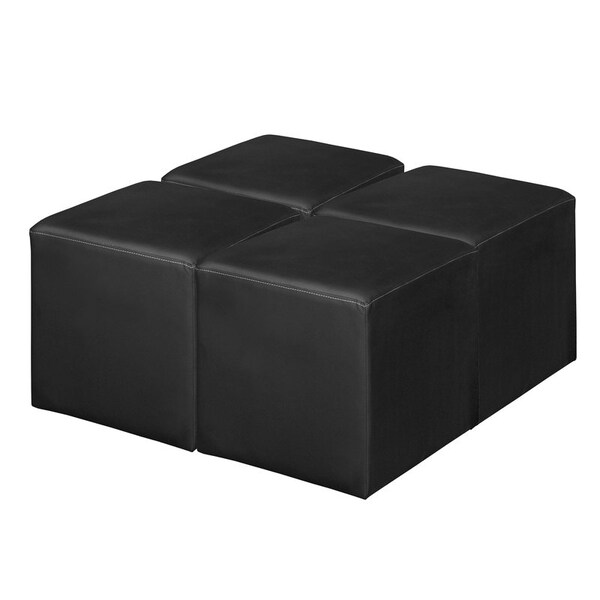 Regency Jean Square Vinyl Ottoman (Set of 4)- Black - N6263BK4PK