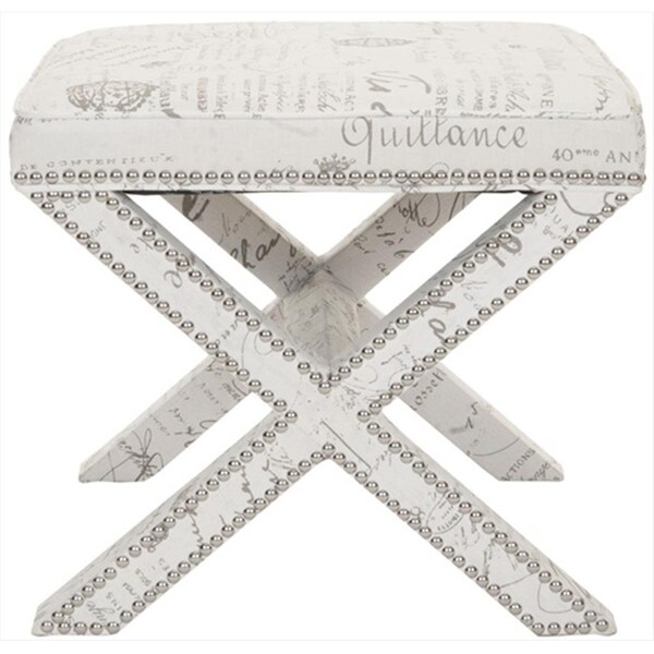 Safavieh Palmer Ottoman White With French Writing - MCR4589J