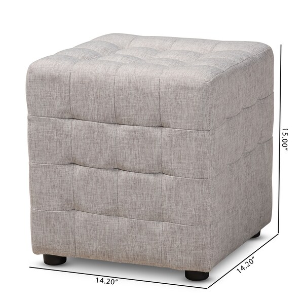 Baxton Studio Elladio Beige Upholstered Tufted Cube Ottoman, PK2 - 156-9297