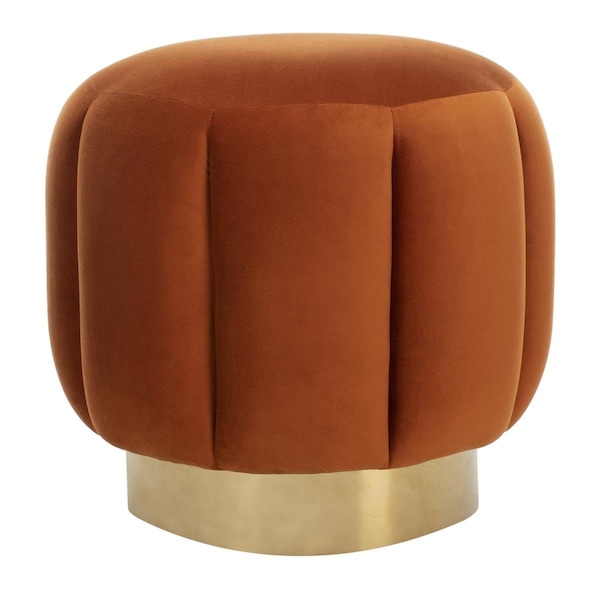 Safavieh Maxine Channel Tufted Ottoman, Sienna & Gold - SFV4707E
