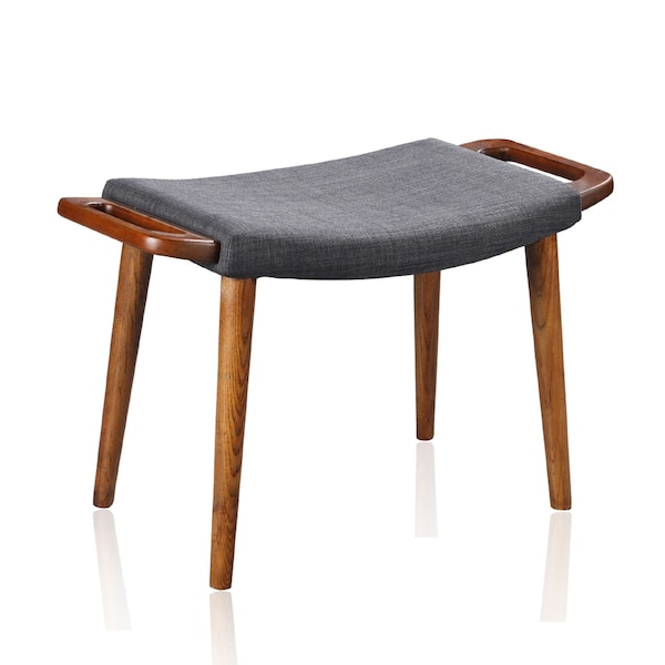 Manhattan Comfort Geta Ottoman in Charcoal and Antique Walnut - OT001-CC