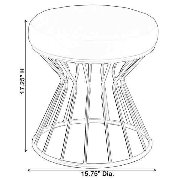 Fabulaxe Modern Round Velvet Stool with Bent Gold Metal Base Standard Ottoman, Grey - QI004322.GY