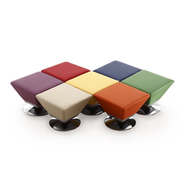 Manhattan Comfort Diamond Swivel Ottoman Set of 7  in Multi Colors of Blue, Red, Purple, Green, Orange, Tan & Yellow - 7-OT002