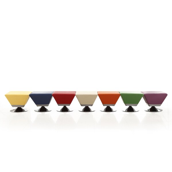 Manhattan Comfort Diamond Swivel Ottoman Set of 7  in Multi Colors of Blue, Red, Purple, Green, Orange, Tan & Yellow - 7-OT002