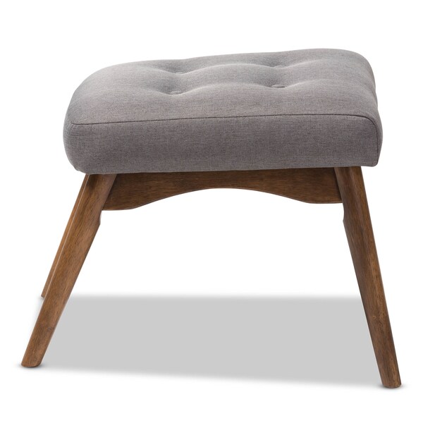 Baxton Studio Waldmann Mid-Century Modern Grey Upholstered Ottoman - 143-7851