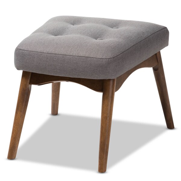 Baxton Studio Waldmann Mid-Century Modern Grey Upholstered Ottoman - 143-7851