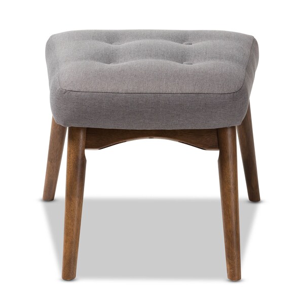 Baxton Studio Waldmann Mid-Century Modern Grey Upholstered Ottoman - 143-7851