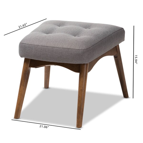 Baxton Studio Waldmann Mid-Century Modern Grey Upholstered Ottoman - 143-7851