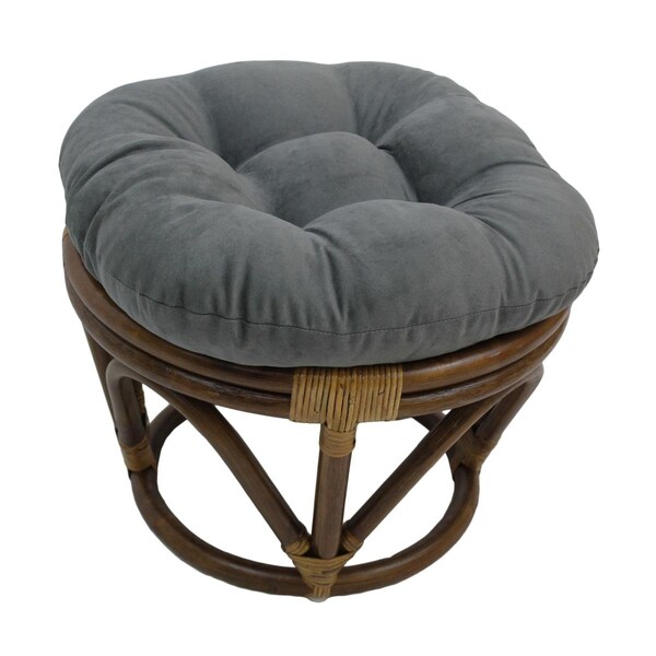 International Caravan Rattan Ottoman with Micro Suede Cushion, Grey - 3301-MS-GY